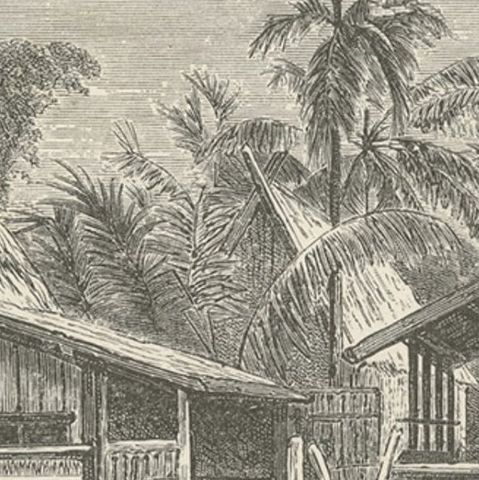 Old Print of Surulangun Village in North Musi Rawas, South Sumatra, Indonesia, close-up 2