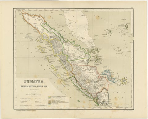 Antique Map of Sumatra, Bangka Belitung and Riau in the Dutch East Indies, 1884, view 2