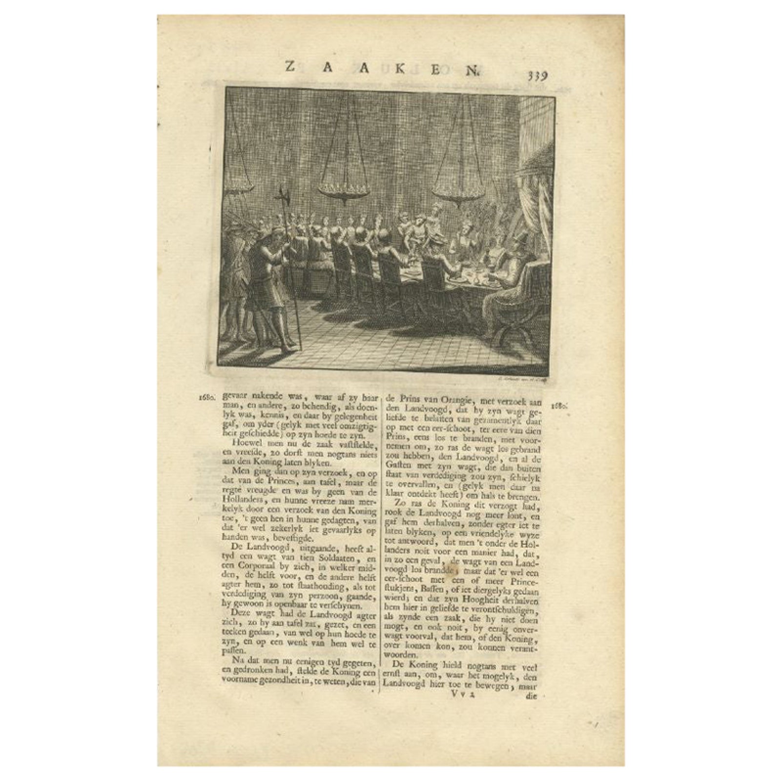 Antique Print of a Dinner in the Moluccas by Valentijn, 1726