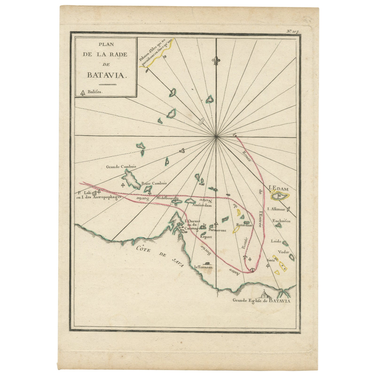 Interesting Map of the Thousand Islands in the Bay of Batavia 'Jakarta', ca.1740