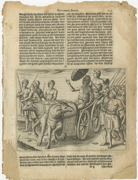 Earliest Depiction of Bali, Dutch Engraving of the King of Bali, c.1601, view 2