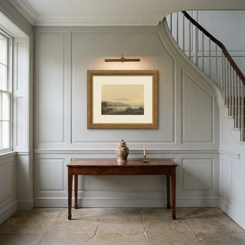 Original Antique Chromolithograh of Srigonjo Bay, the South Coast of Java, 1872, shown framed in a room, true to size