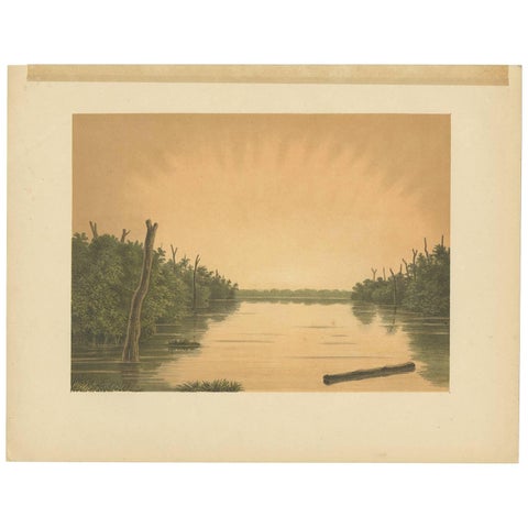 Antique Print of the Paminger Lakes 'Borneo' by M.T.H. Perelaer, 1888