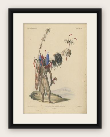 Antique Print with a Native of Solor 'Indonesia' by Temminck, circa 1840, shown framed