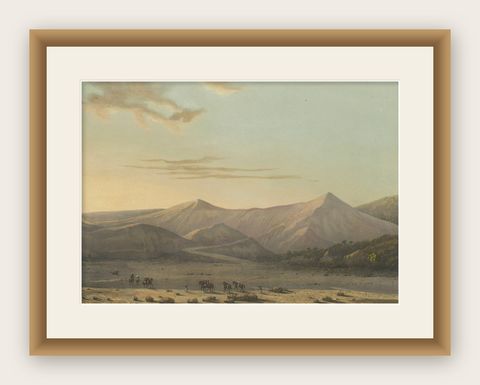 Mount Bromo Volcano Erupting in 1856, East Java Lithograph, Published 1872, shown framed