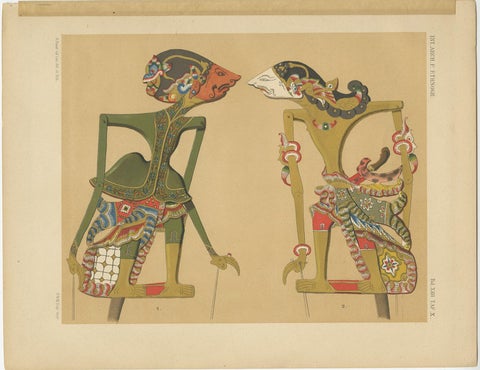 Set of 10 Antique Prints of Wayang Puppets by Juynboll, 1900, view 9