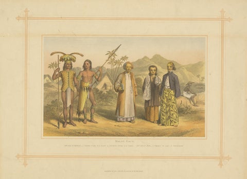 Original Antique Print of Natives of Indonesia with title Malay Race, 1882, view 3