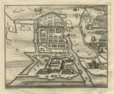 Antique Print of the Siege of Batavia by Valentijn, '1726', view 2