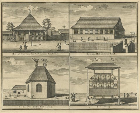 Antique Print with Four Views of Ambon by Valentijn '1726', view 4