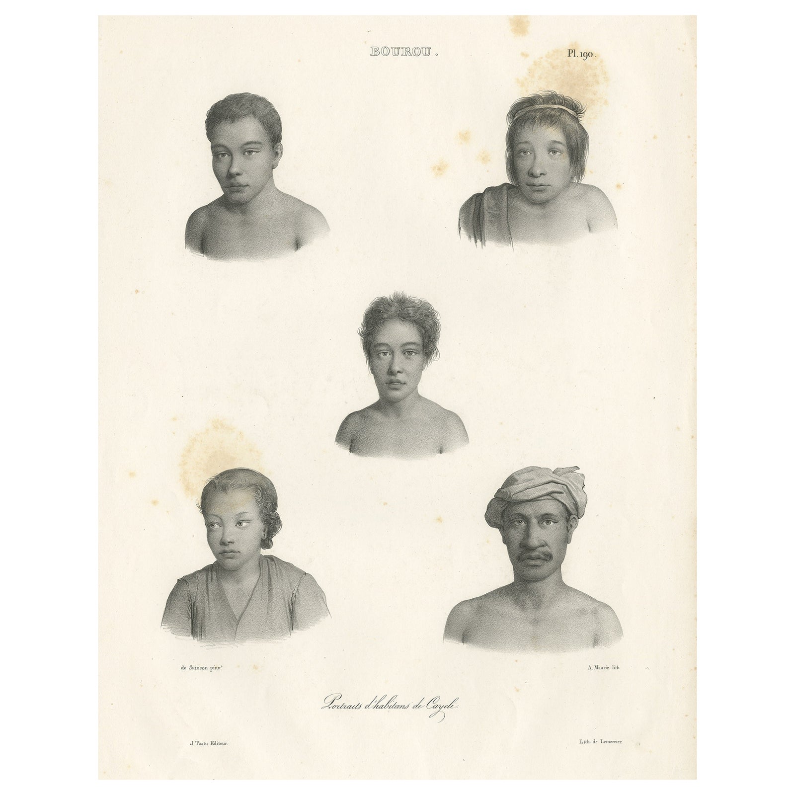Antique Print of Kayeli People, Buru, Indonesia, 1833