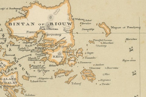 Antique Map of Riouw, Lingga Archipelago, Singapore, Banda by Dornseiffen, 1884, close-up 3