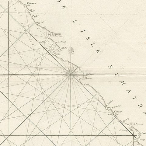 Antique Sea Chart of the Coast of Sumatra, Indonesia, circa 1775, close-up 2