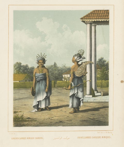 Antique Print of Indonesian Children dressed up as Dancers, Van Pers circa 1850, view 3