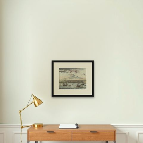 Original Antique Bird's Eye View of Banten or Bantam in Java, Indonesia, 1725, shown framed on a wall, true to size