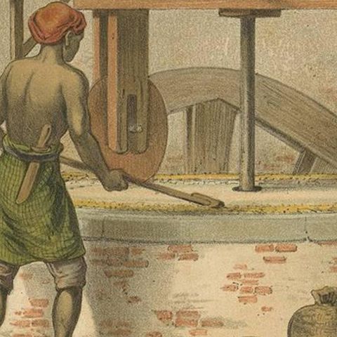 Antique Print of a Mill for Rice Peeling by M.T.H. Perelaer, 1888, close-up 2