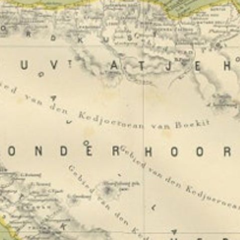Antique Map of Aceh or Adjeh in Northern Sumatra, Indonesia, 1900, close-up 2