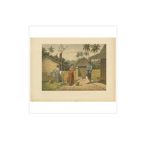 Antique Print of a Domestic Scene on Java by M.T.H. Perelaer, 1888, view 4