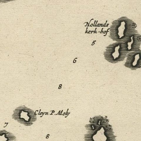 Antique Map of Banten Bay on Java Island, Indonesia, c.1720, close-up 2