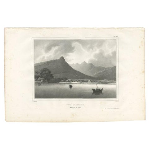 Old Print of the City of Anyer, West-Java Near Krakatau Volcano, Indonesia, 1833, view 2