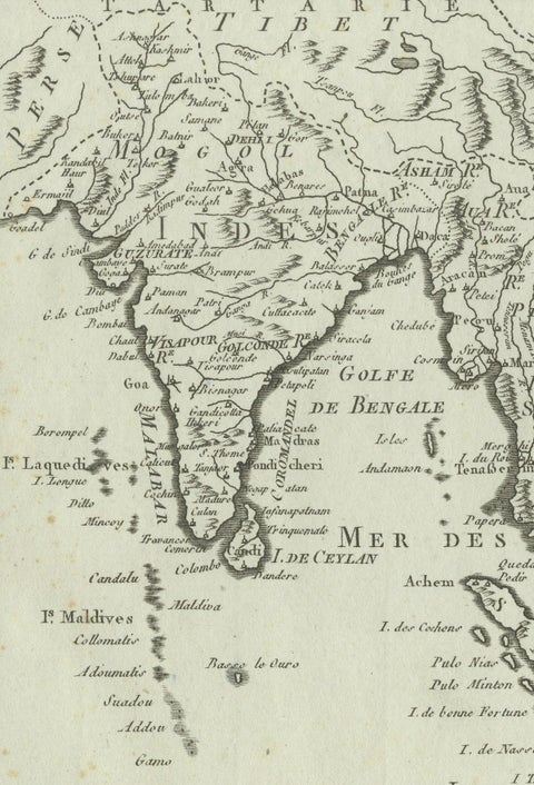 Antique Map of India, the East Indies and the Philippines, close-up 3