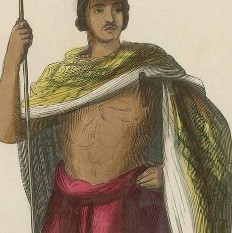 Antique Print of an Inhabitant of Rote Island 'Indonesia' by H. Berghaus, 1855, close-up 1