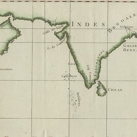 Old Map of Indian Ocean & Sumatra, Java, Borneo, India, Arabia, Africa, c.1783, close-up 2