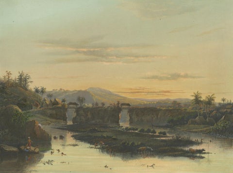 Brantas River as a Mountain Stream, East Java Landscape Lithograph, 1872, close-up 2