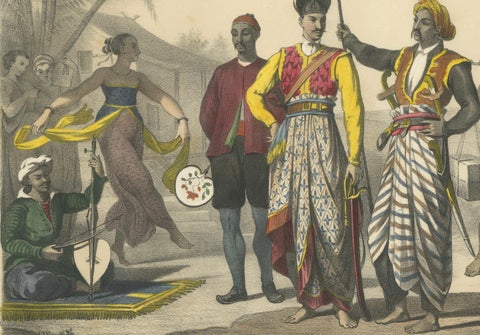 Javanese Court Scene, Musician, Dancer, and Sultan’s Guard, c.1845, close-up 3