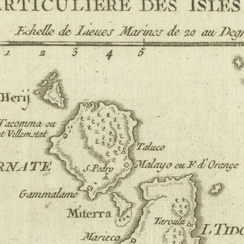 Antique Map of the Moluccas (Maluku Islands), Indonesia, Bellin, 18th Century, close-up 1