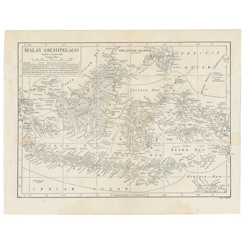 Antique Map of the Malay Archipelago by Walker, 1911