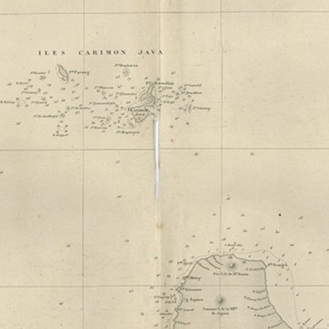 Early French Nautical Chart of the Northern Coast of of Java, Indonesia, C.1850, close-up 3