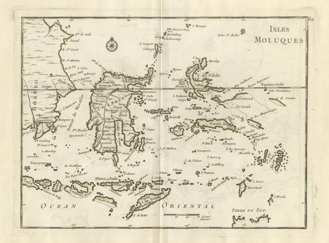 Antique Map of the Moluccas & Celebes, Le Rouge, French Engraving c.1750, close-up 1