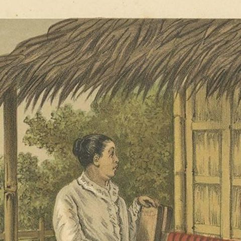 Antique Print of a Native Girl on Java by M.T.H. Perelaer, 1888, close-up 1