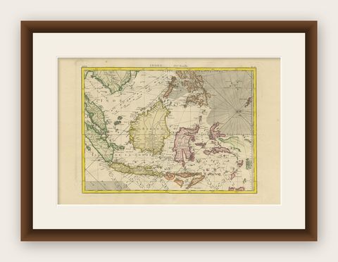 Antique Map of the East Indies by Bonne '1776', shown framed