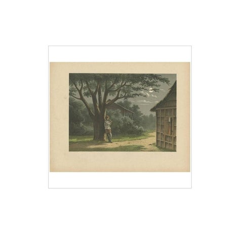 Antique Print of a Native Playing the Flute in Batavia by M.T.H. Perelaer, 1888, view 2