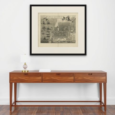 Rare 1681 Map of Batavia: Detailed Dutch Colonial Era Cartography, 1681, shown framed on a wall, true to size