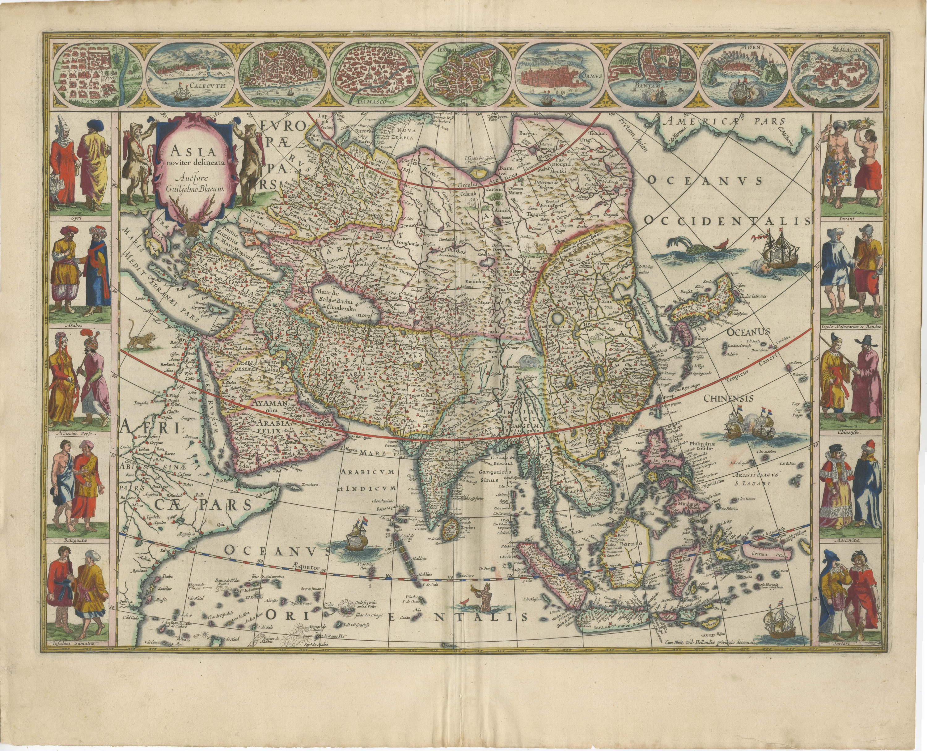 Antique Blaeu Map of Asia, Arabia Felix and the East Indies, 1642, view 2