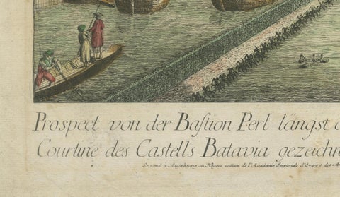 Batavia Bastion Perl, Antique Optical Print of Indonesia, c.1770, close-up 2