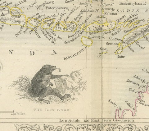 Antique Map of the Malay Archipelago with Images of Indigenous People, 1851, close-up 3