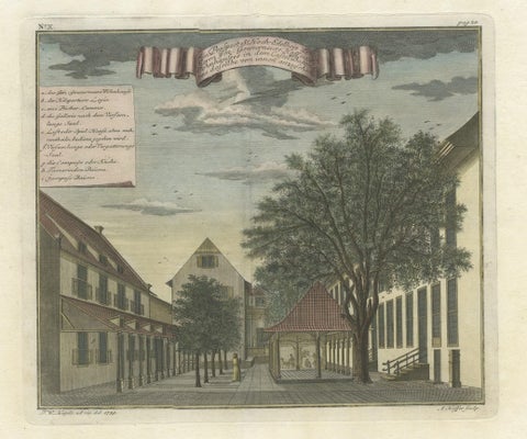 Old Print of the Governor-General's Residence in Batavia, Indonesia, 1739, close-up 1