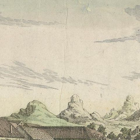 Antique Print of the Pearl Bastion of Castle Batavia by Habermann 'c.1770', close-up 1