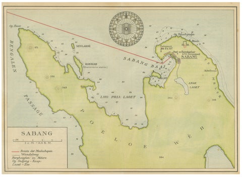 Sabang Bay & Pulau Weh, Antique Dutch Colonial Map of Sumatra, Indonesia, 1910