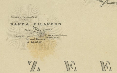 Antique Map of Ceram, Ambon, Banda, Buru, Moluccas by Dornseiffen, 1884, close-up 1