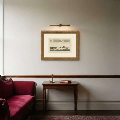 Antique View of Batavia Port Jakarta, Dutch VOC Fortifications 1778, shown framed in a room, true to size