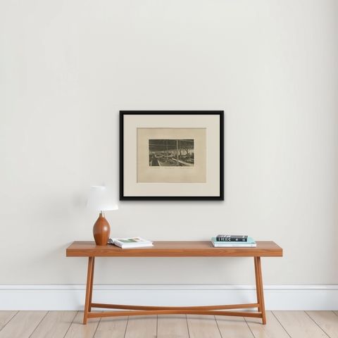 Sorting Tobacco in Lengths and Colors, Sumatra, Kleingrothe Photogravure c.1900, shown framed on a wall, true to size