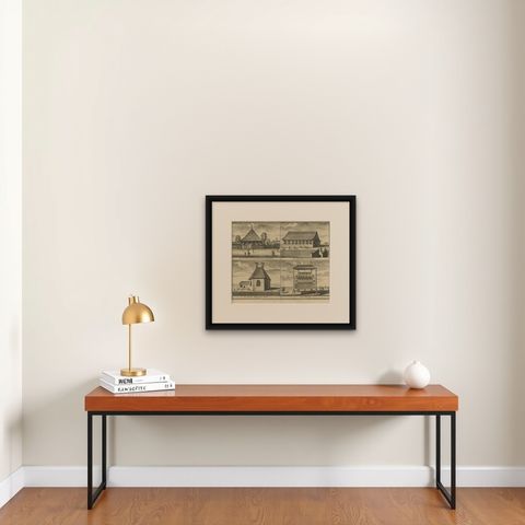 Antique Print with Four Views of Ambon by Valentijn '1726', shown framed on a wall, true to size