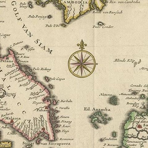 Antique Map of the Sunda Islands Sumatra, Java, Malay Peninsula & Borneo (1739), close-up 1