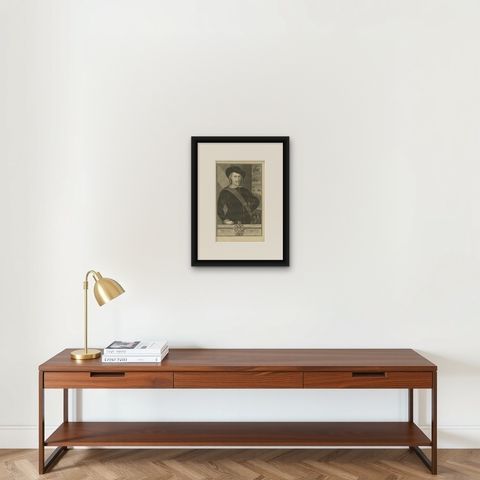 Antique Portrait of Cor van der Lijn Governor-General of the Dutch East Indies, shown framed on a wall, true to size