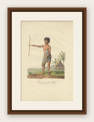Antique Print of a Child from Java by Hurter 'circa 1830', shown framed
