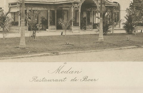 Antique Photogravures of Medan’s White Club & Restaurant de Boer, Sumatra c.1900, close-up 1
